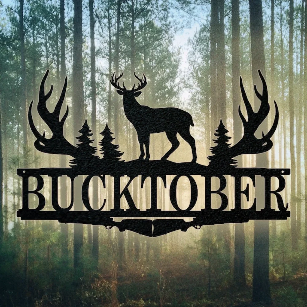 Outdoor Hunting Names - Rusa terpisah, tanda Monogram, hadiah barang