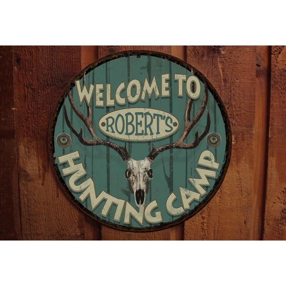Outdoor Hunting Names - 1 buah Plakat Logam Bulat yang