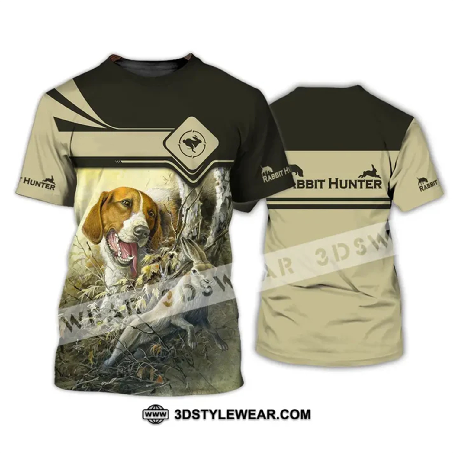 Outdoor Hunting Paintings - Kaos Lengan Pendek Beagle Rabbit Hunter