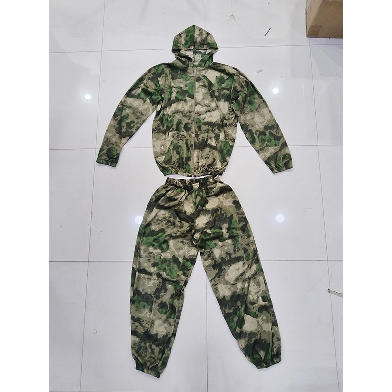 Hunting Outdoor Apparel - Setelan Kamuflase Berkerudung dengan Ritsleting Depan,