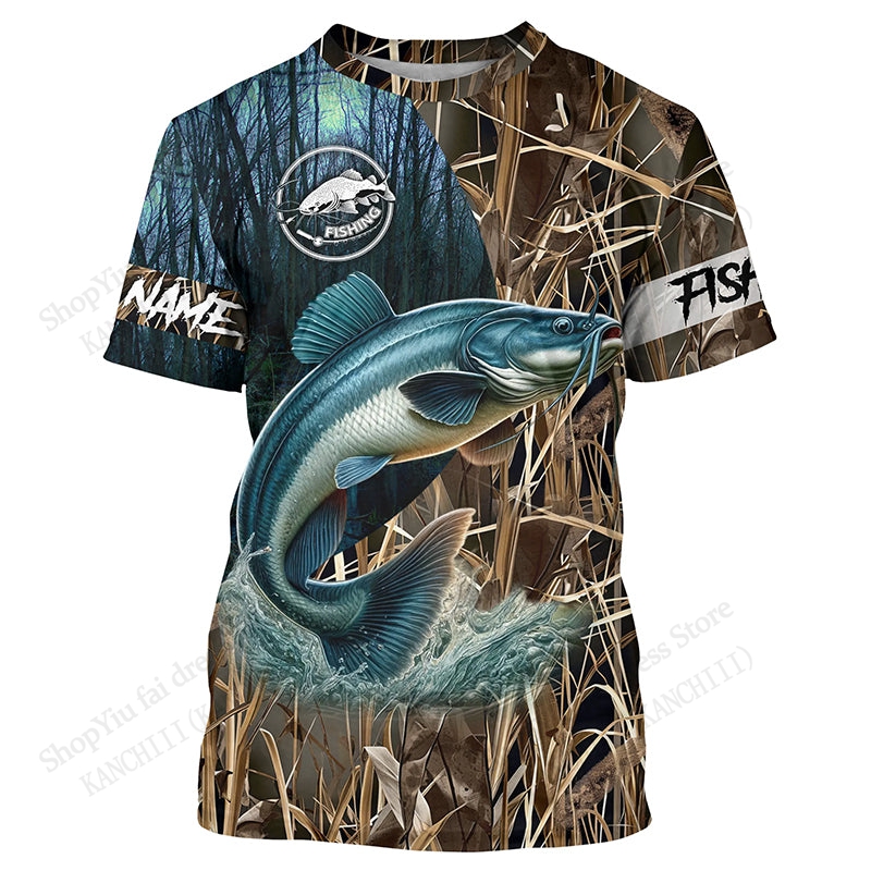 Kaos 3D Print Motif Camo Panci - Outdoor Hunting Names ulasan dan harga