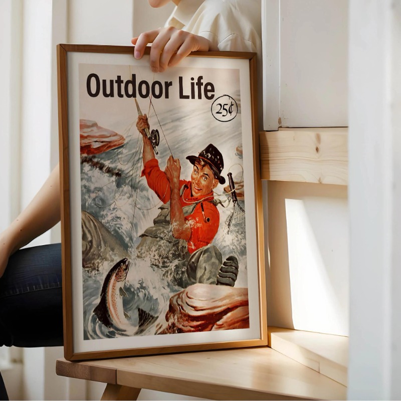 Vintage Fly Fishing Kanvas Cet - Outdoor Hunting Paintings ulasan dan harga