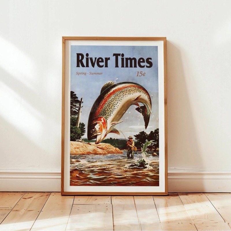 Vintage Fly Fishing Kanvas Cet - Outdoor Hunting Paintings ulasan dan harga