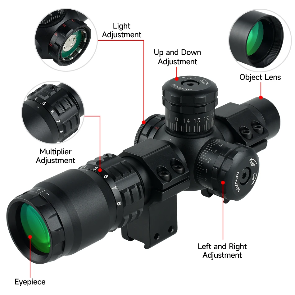 2-8x20IR Berburu Senapan Outdo - Crossbow Scope Sight ulasan dan harga