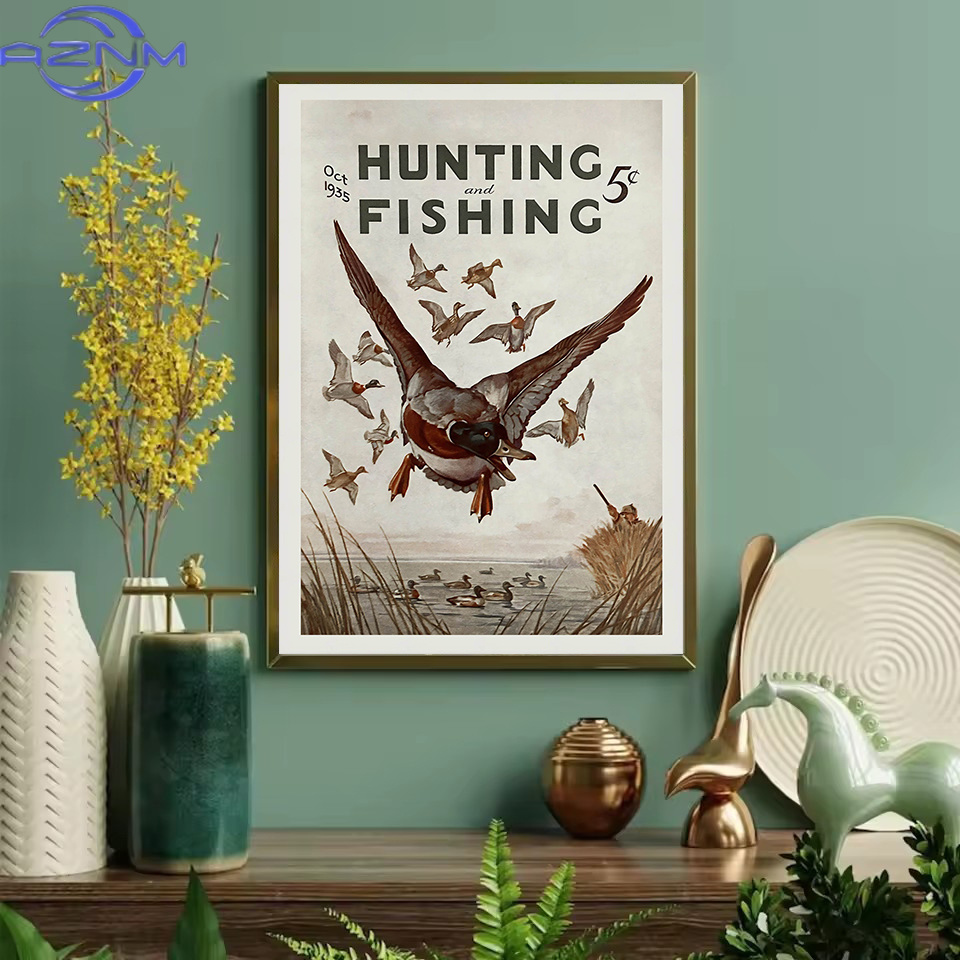AZNM Retro Satwa Liar Berburu  - Outdoor Hunting Paintings ulasan dan harga