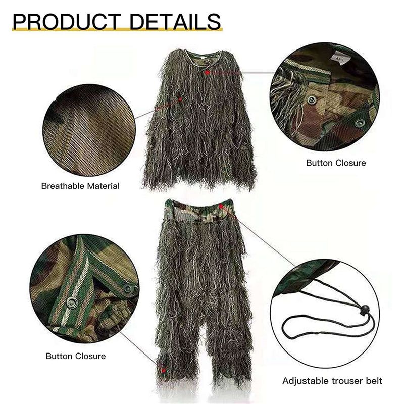 AEF6-2X 5 In 1 Ghillie Suit, P - Hunting Outdoor Apparel ulasan dan harga